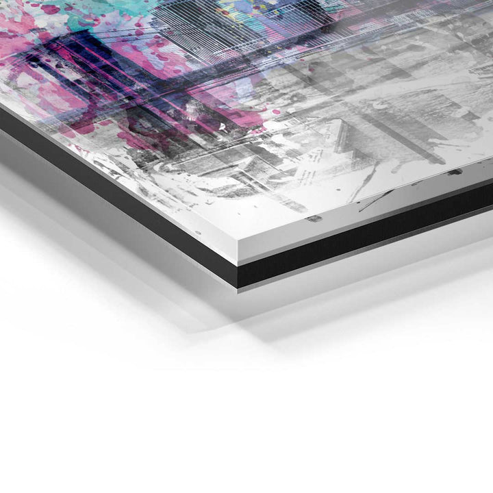 Detailansicht Acrylglas-Wandbild Skyline New York mit modernen Farbakzenten
