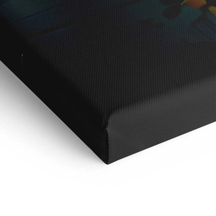 Detailaufnahme einer hochwertigen Leinwand mit abstraktem Splash-Kunstmotiv, Wandbild modern