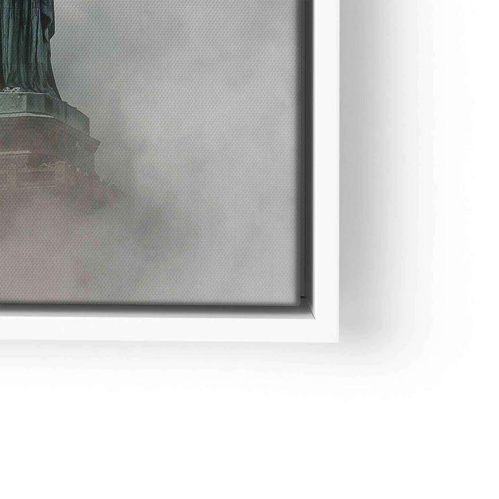 Wandbild Freiheitsstatue im Nebel, moderne Kunst auf Leinwand, Statue of Liberty Motiv