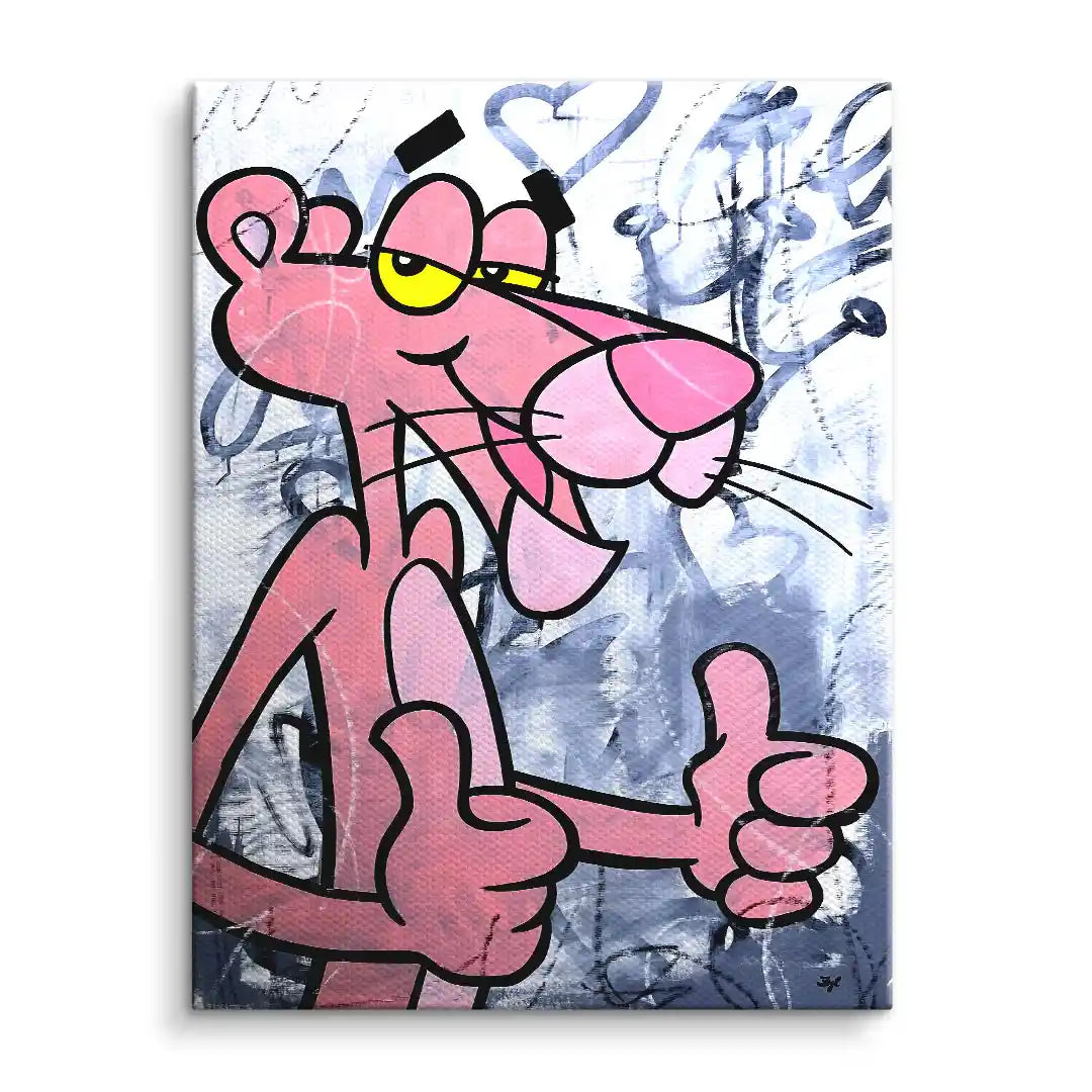 Pop Art Wandbild mit pinker Cartoon-Figur, Motivationsbild für moderne Wohnräume