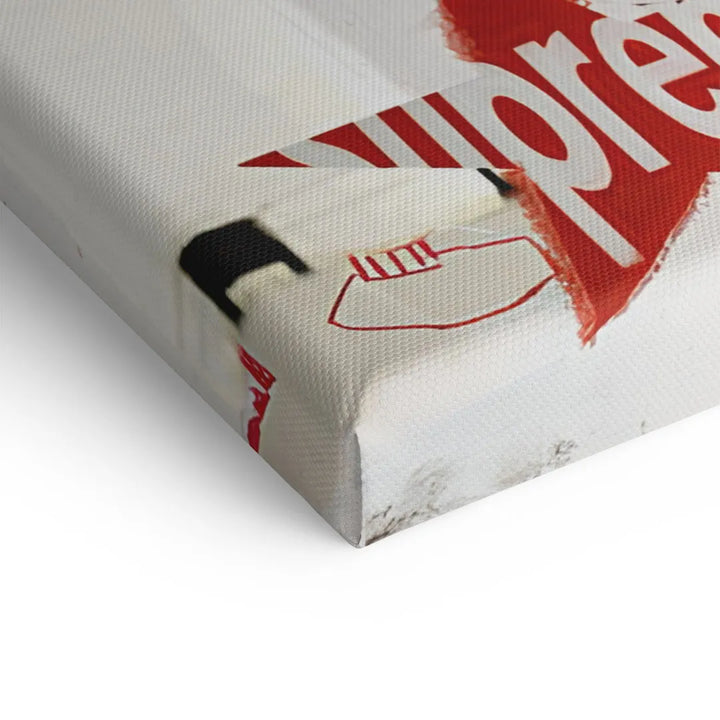 Detail Leinwanddruck modernes Wandbild Sylt mit rotem Herz und Schrift in Pop Art Stil