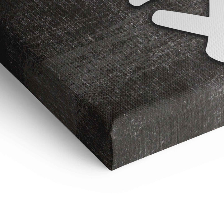 Leinwanddruck Nahaufnahme mit dunkler Textur und weißem grafischem Element