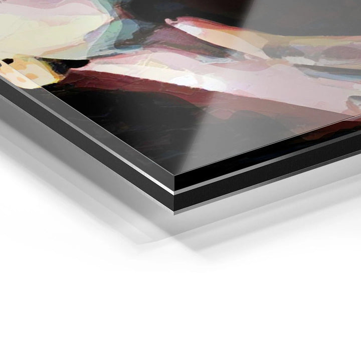 Detailansicht Acrylglas-Wandbild mit abstraktem Motiv, farbenfroh und glänzend