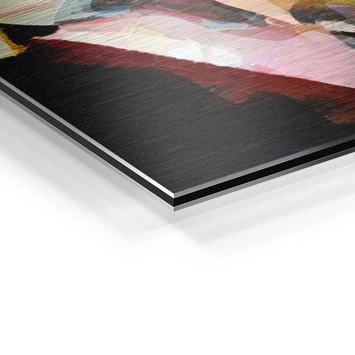 Detailansicht modernes Wandbild auf Aluminium mit gebürsteter Oberfläche