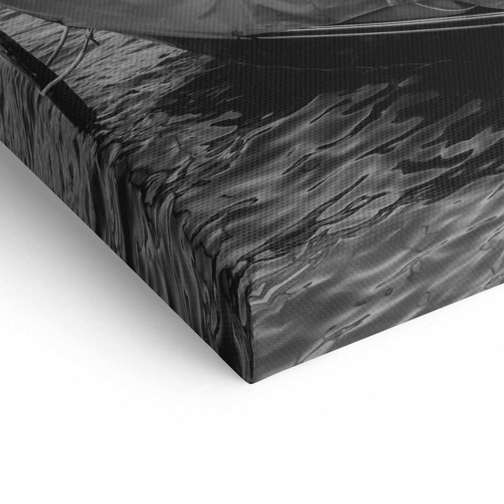 Detailfoto eines Wandbilds in Schwarz-Weiß, Venedig-Motiv auf Leinwand, Wasserreflexion