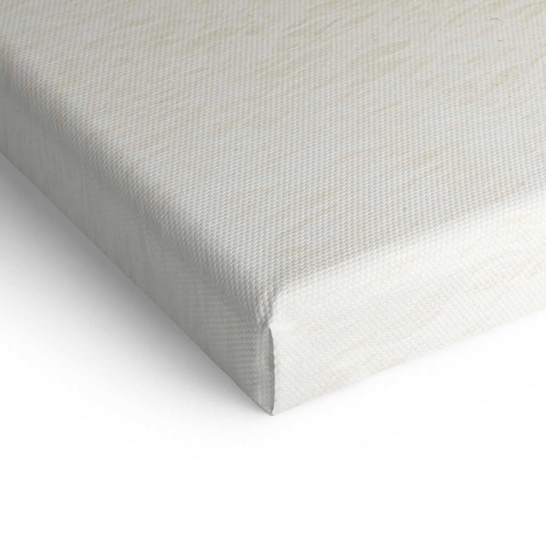 Detailansicht Leinwand, strukturierter Rand eines Wandbilds auf Keilrahmen