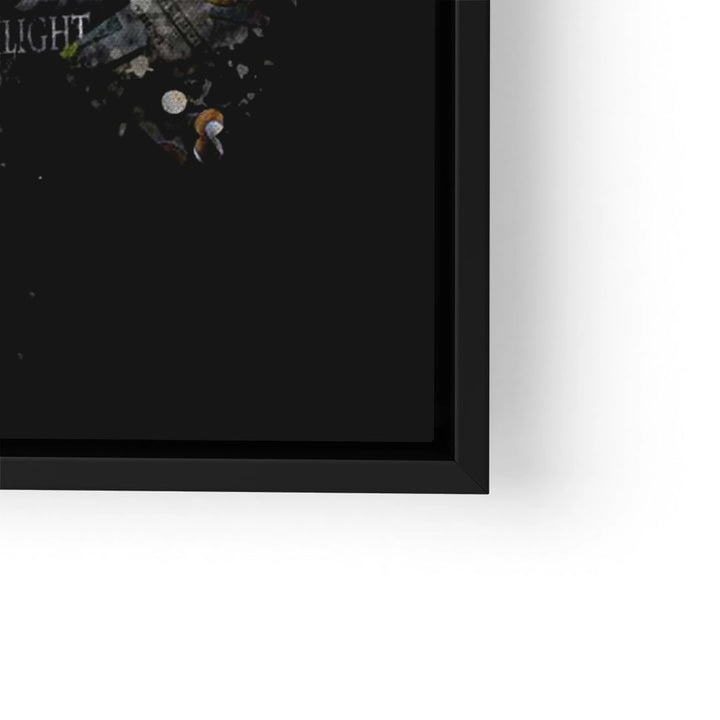 Modernes Wandbild mit urbaner Skyline, Schwarz-Weiß-Kontrast, in schwarzem Rahmen