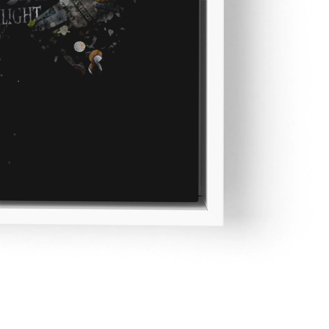 Modernes Wandbild mit urbanem Stadtmotiv und Lichtern auf dunklem Hintergrund, Kunstdruck