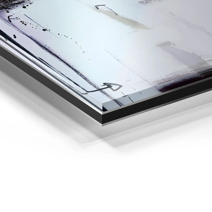 Detailansicht abstraktes Wandbild auf Acrylglas mit modernen Schwarz-Weiß-Elementen