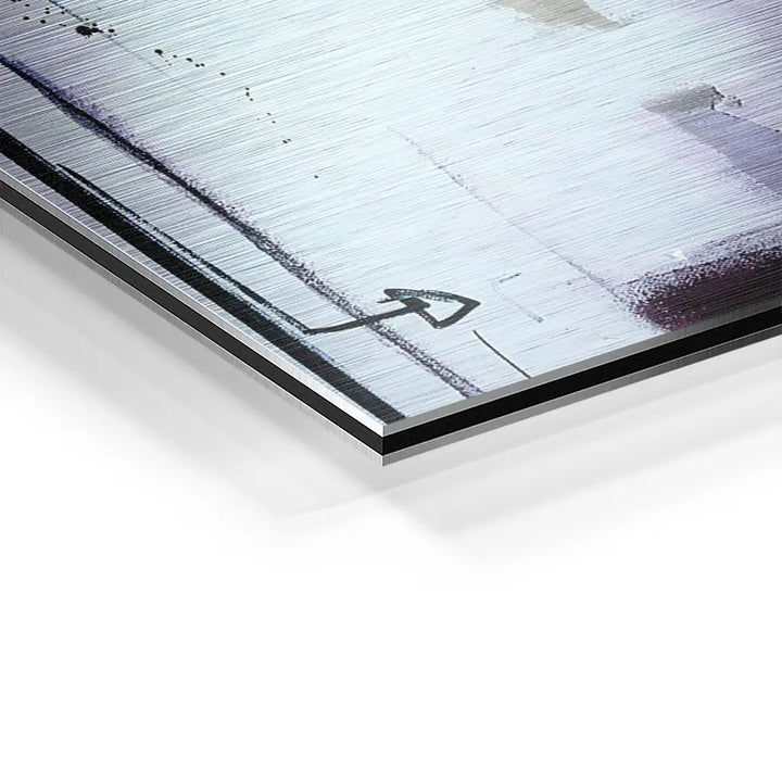 Detailaufnahme modernes Wandbild auf Aluminium, abstrakte Kunst, gebürstete Oberfläche