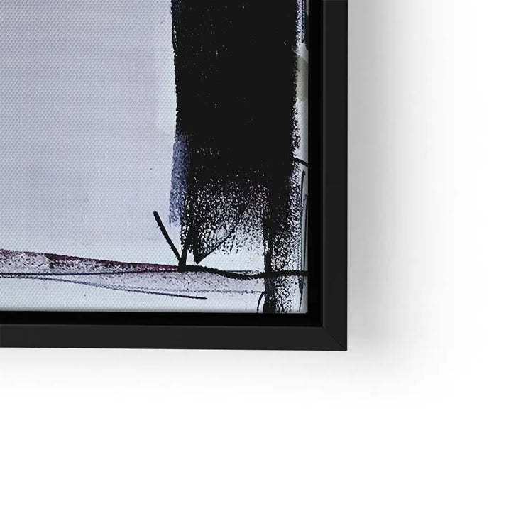 Modernes abstraktes Wandbild in Schwarz-Weiß mit Leinwand und schwarzem Rahmen