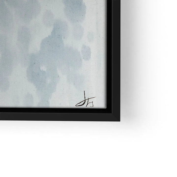 Detailansicht modernes Watercolor Wandbild mit schwarzem Rahmen, abstrakte Wasser-Optik