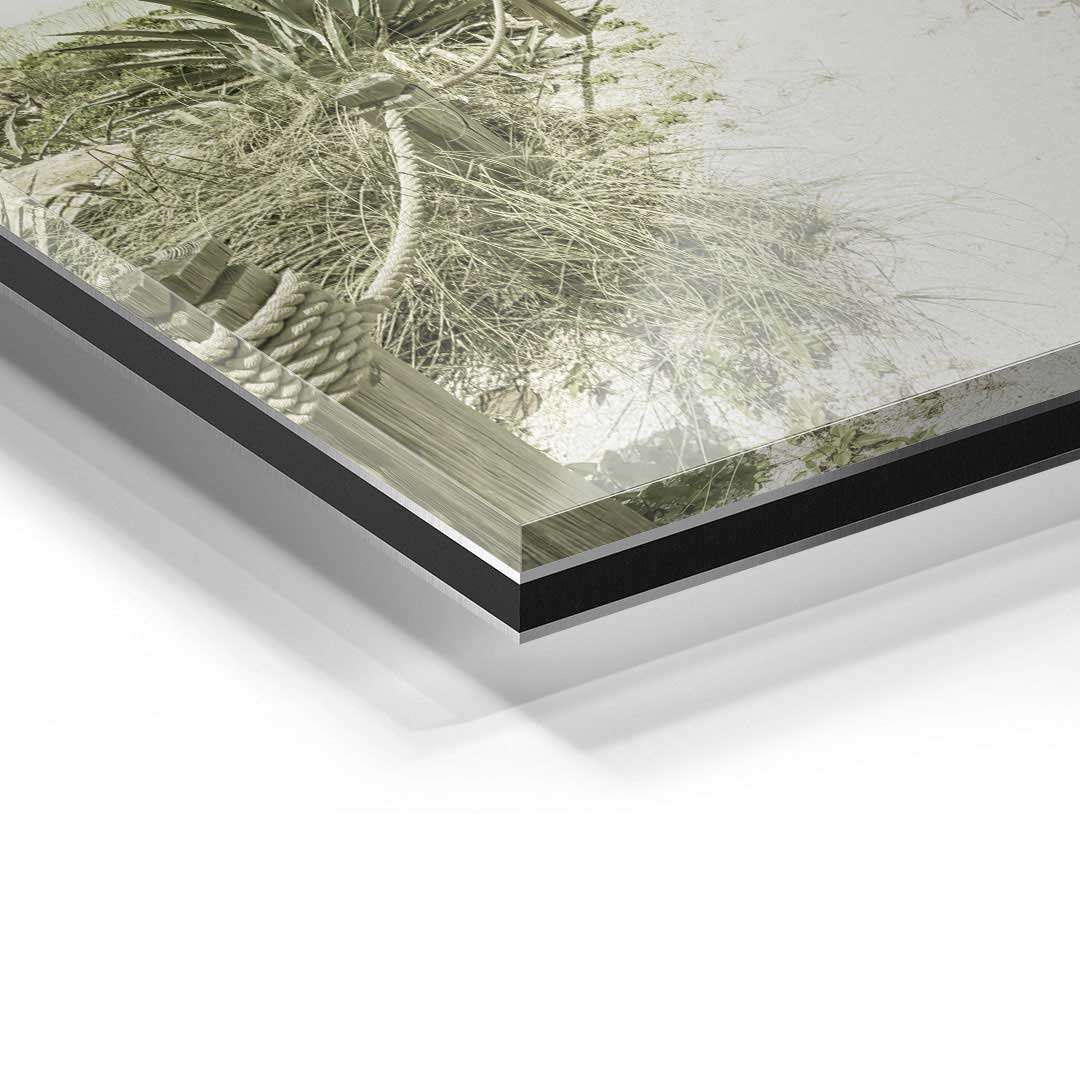Detailansicht Acrylglas Wandbild Weg zum Strand mit vintage Naturmotiv