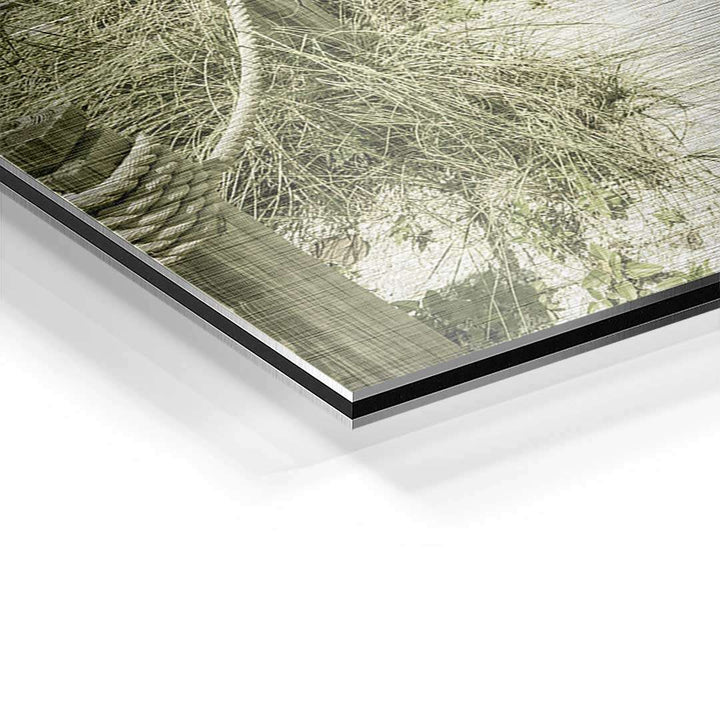 Detailansicht Wandbild Weg zum Strand als Vintage Kunst auf Acrylglas, Naturmotiv mit Seil