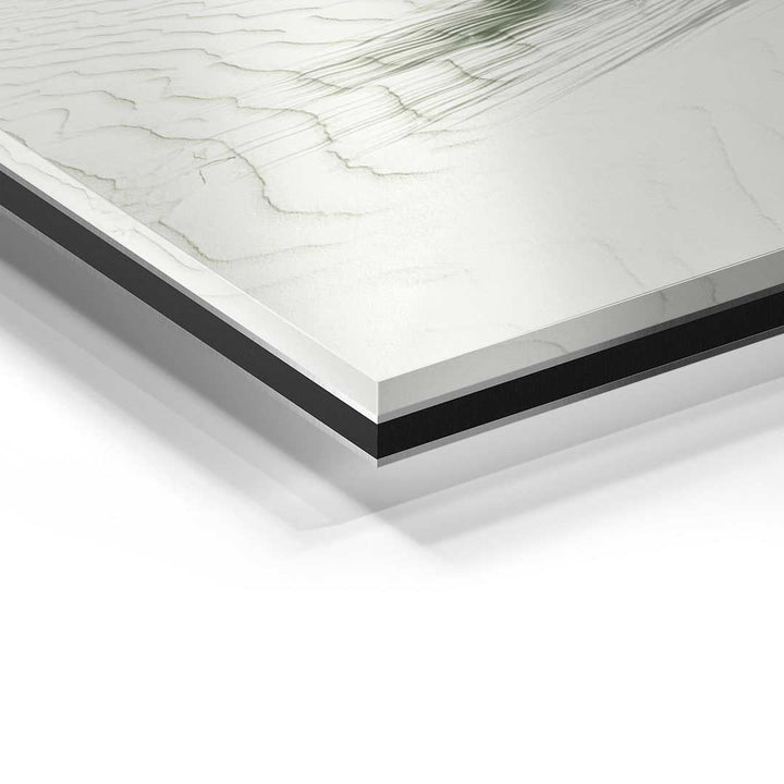 Detail eines modernen Wandbilds White Sands auf Acrylglas mit feiner Sandstruktur.