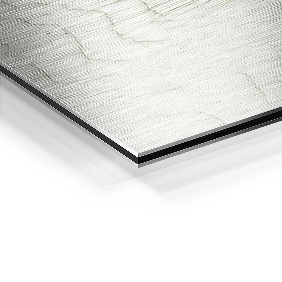 Detailansicht Wandbild White Sands auf gebürstetem Aluminium mit feiner Maserung