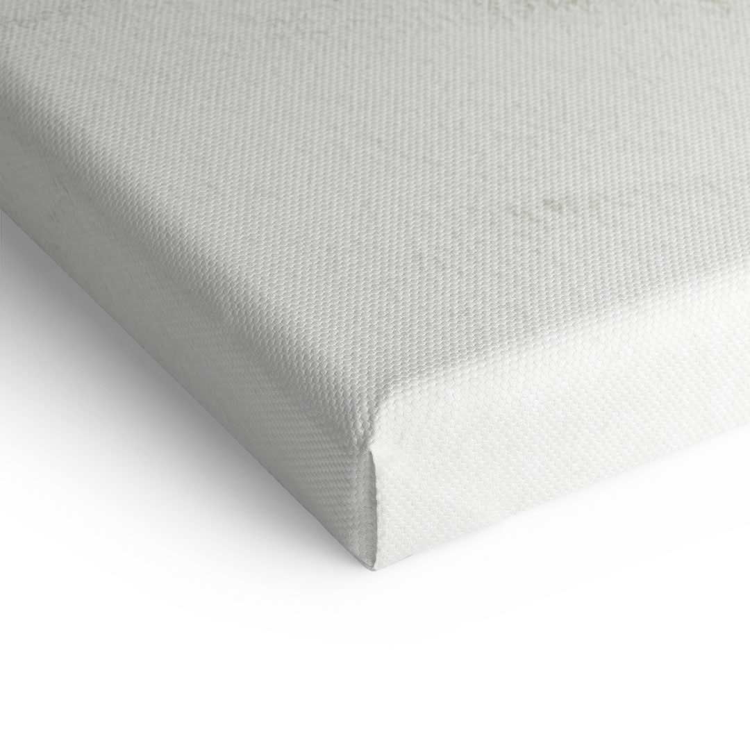 Detailansicht weiße Leinwandkante Wandbild, hochwertige Struktur, modern