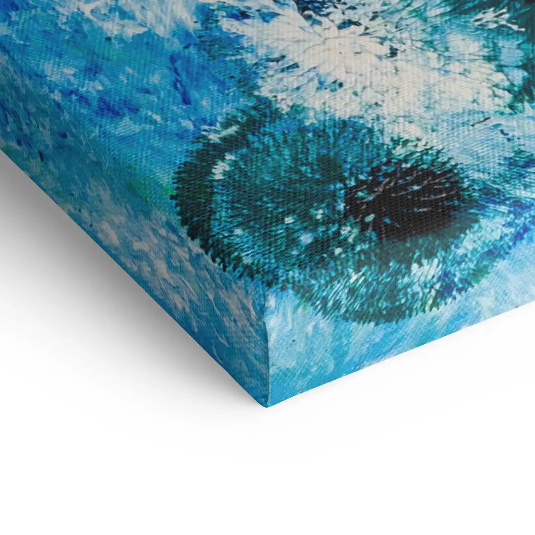 Detailansicht Leinwanddruck Wandbild mit abstraktem blauem Zeppelin-Motiv
