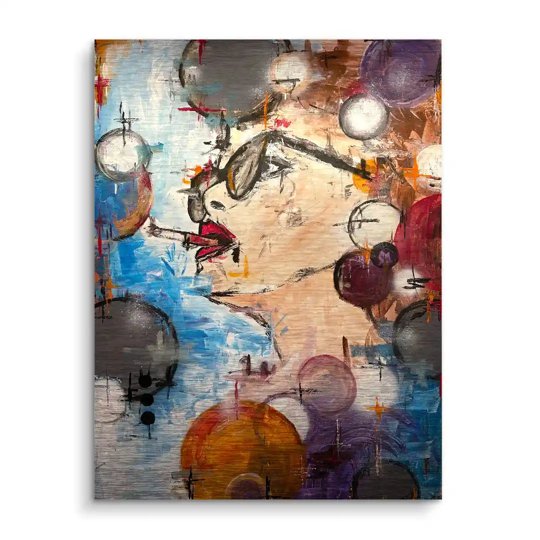 Modernes Wandbild mit abstraktem Frauenporträt, Zigarette und bunte Farbakzente, Pop Art