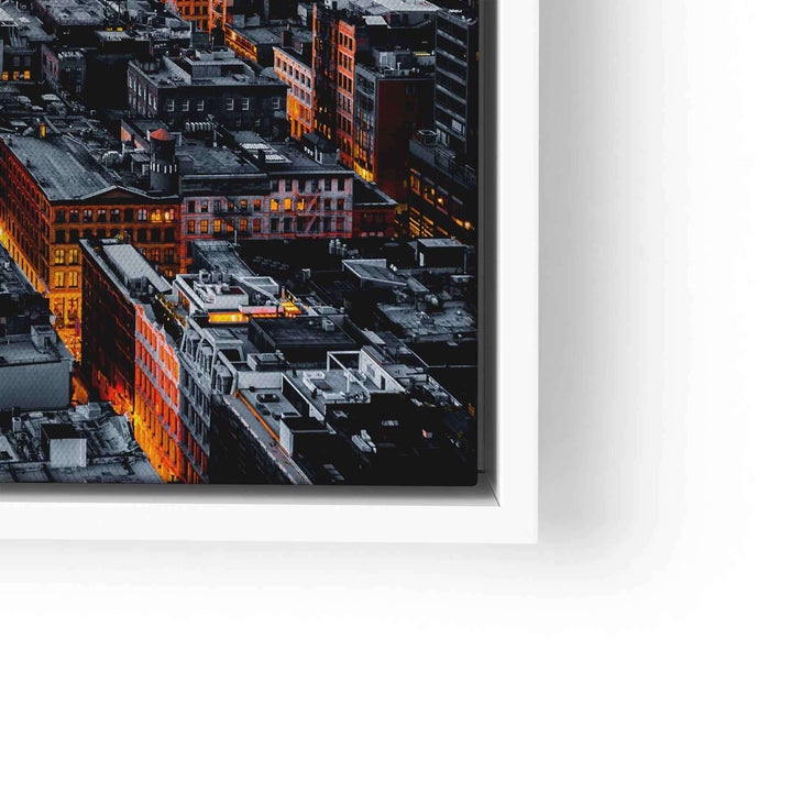 XXL Wandbild mit beleuchteten New York Gebäuden bei Nacht, modernes Stadtmotiv